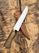 Faca Artesanal de Churrasco Premium Aço Inox Cirúrgico 8" + Bainha de Couro