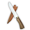 Faca Artesanal de Churrasco Premium Aço Inox Cirúrgico 8" + Bainha de Couro